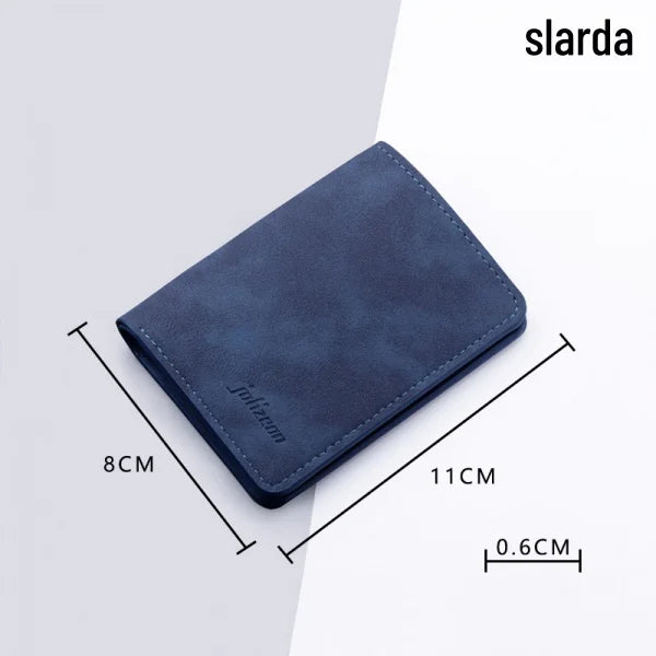 Ultra-Thin Mini Wallet Card Holder Unisex Design for Men Women Multifunctional with License/ID Vertical Leather Case for Storage