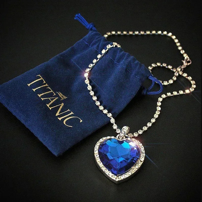 3 Pieces/set Blue and Red Ocean Heart Women's Necklace Love Crystal Zircon Jewelry Set  Wedding Party