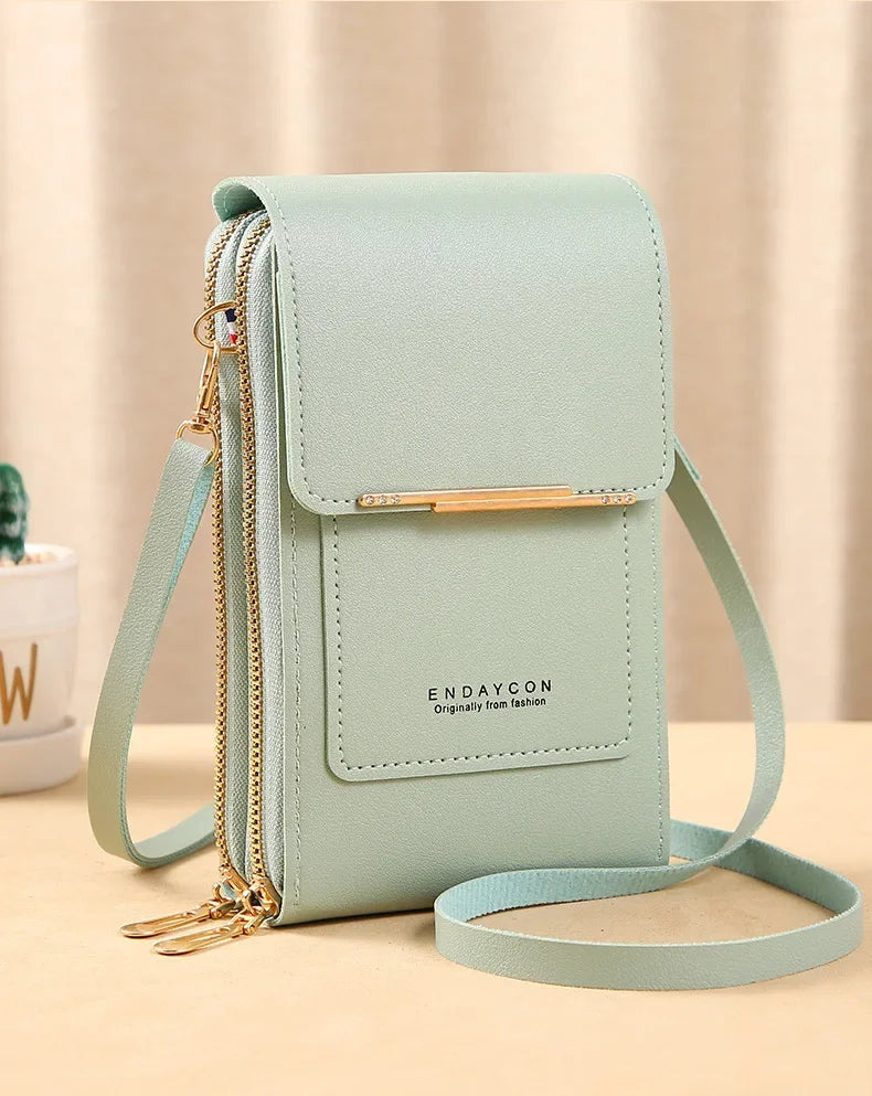 Women Crossbody Shoulder Bags Wallets Touch Screen Cell Phone Purse Soft Leather Strap Handbag for Female Luxury Messenger Bags
