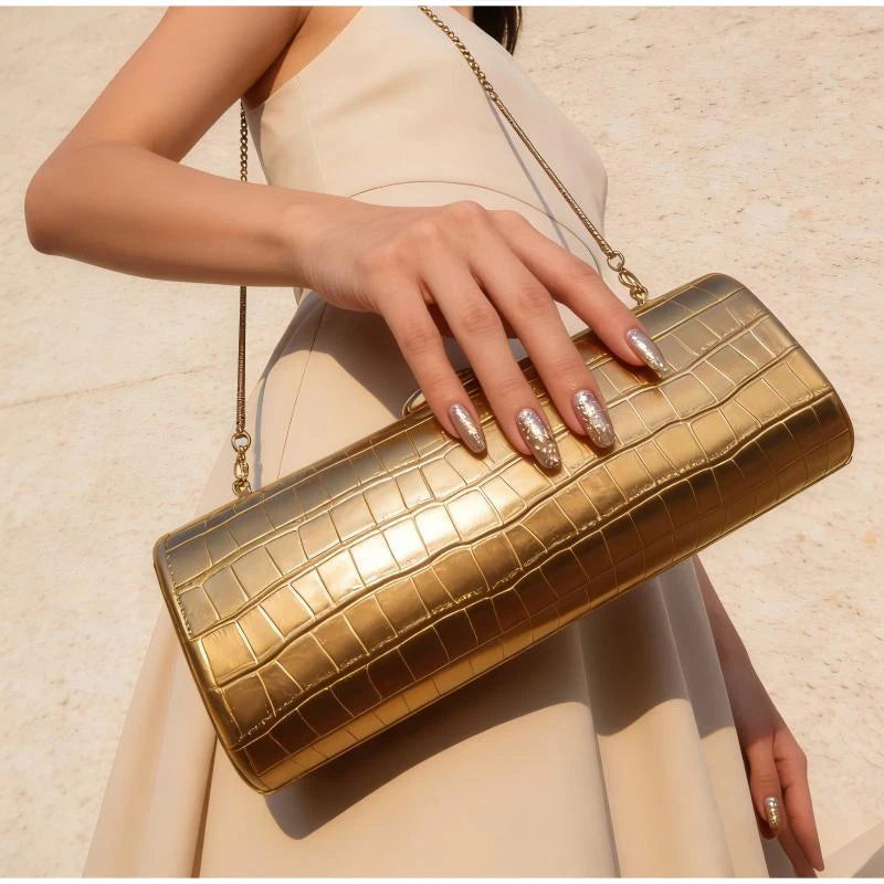 Brand Design Evening Bag Fashion Crossbody Bag Double-sided Crocodile-patterned Chain Shoulder Bag Elegant Women's Clutch Bag