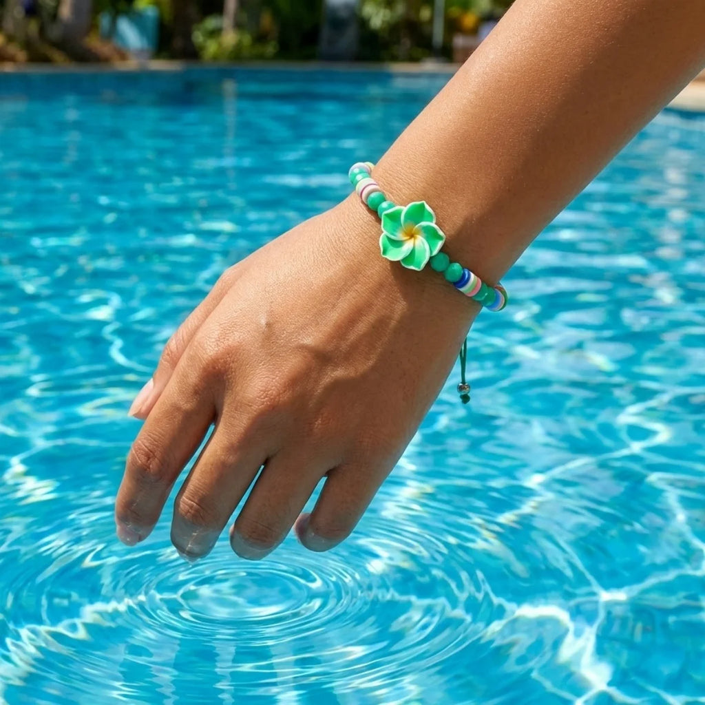 Crystal Beads Soft Polymer Clay Flower Bracelets For Women Men Bohemian Resin Floral Handmade Woven Bangles Summer Party Jewelry