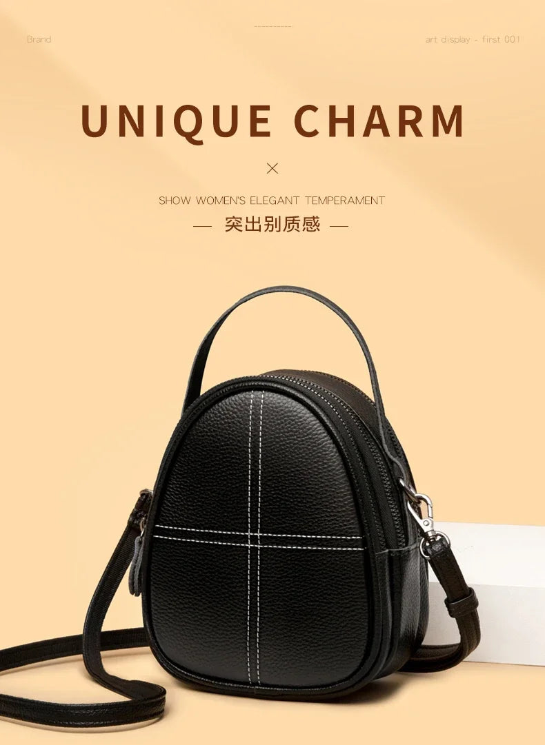 Fashionable High-end Texture Crossbody Bag Hot Sale Genuine Leather Women's Shoulder Bag Mini Mobile Phone Coin Purse Handbag