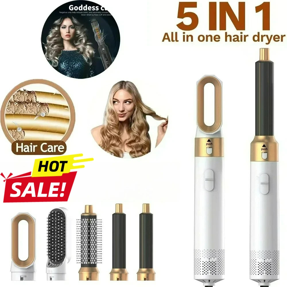 Professional NEW 5 in 1 Hair Dryer Comb Set Professional Hot Air Styler for Hair Curling Straightening and Volumizing At Home