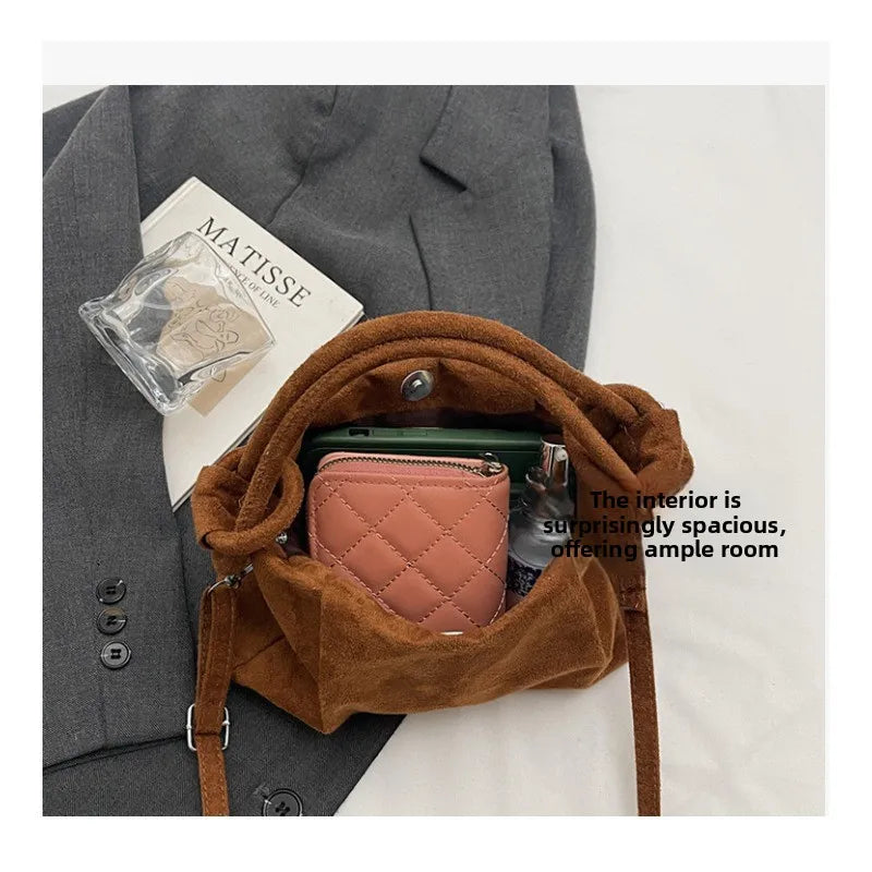Suede Shoulder Bag Unique Niche Design Fashion Versatile Portable Messenger Bag