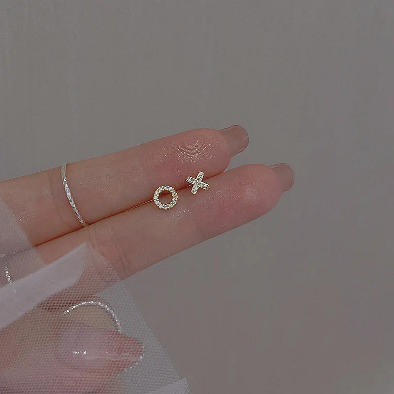 New Fashion Cute Zircon Star Stud Earrings For Women Exquisite Heart Sweet Ear Girlfriend Jewelry Accessories Gifts