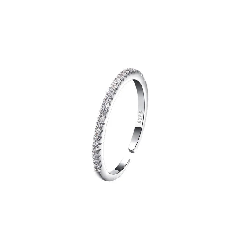 925 Sterling Silver Adjustable Rings For Women Row Zircon Luxury Fine Jewelry Aesthetic Vintage Wedding Jewellery Argent 925