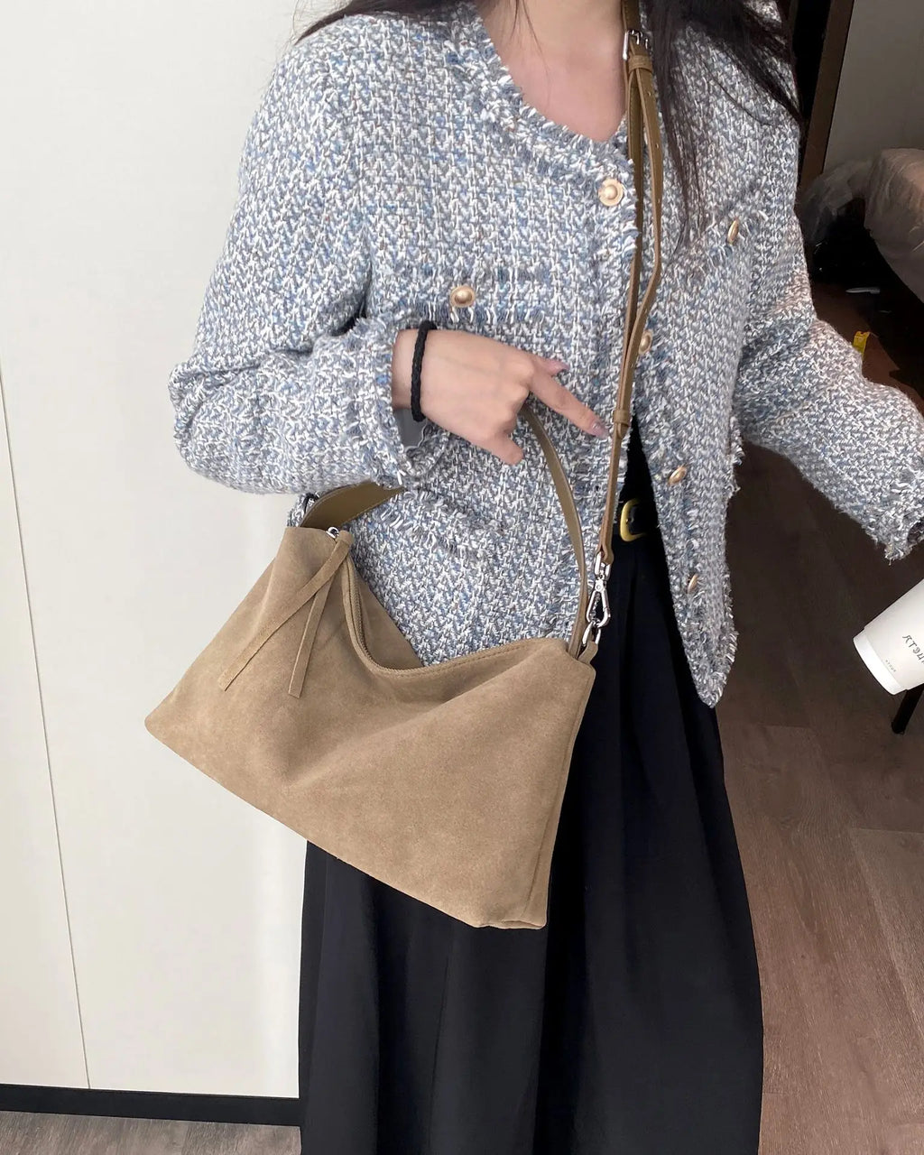 Genuine Grade Autumn Winter Big Boston Luxury Designer Tote Soft Matte Suede Leather Women Handbag Female Shoulder Crossbody Bag