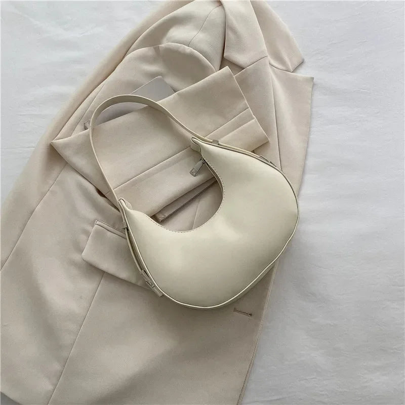 Fashion Luxury Design PU Leather Hobo Shoulder Bag Women Small Clutch Handbag Purse Female Underarm Bag Travel Totes