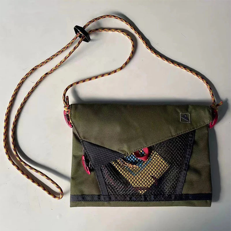 Ultra-Light Unisex Crossbody Shoulder Bag,Hollow Mesh Contrast Color Men Riding Travel Messenger Bag,Women Waterproof Sling Bag