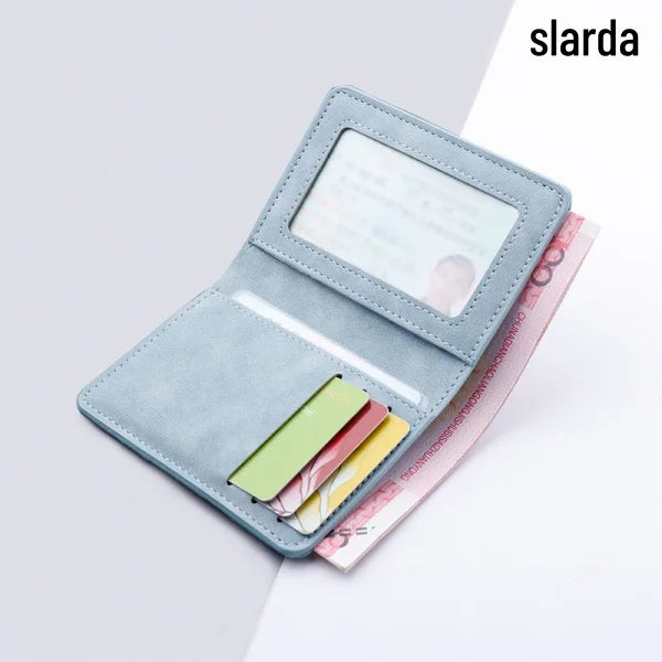 Ultra-Thin Mini Wallet Card Holder Unisex Design for Men Women Multifunctional with License/ID Vertical Leather Case for Storage