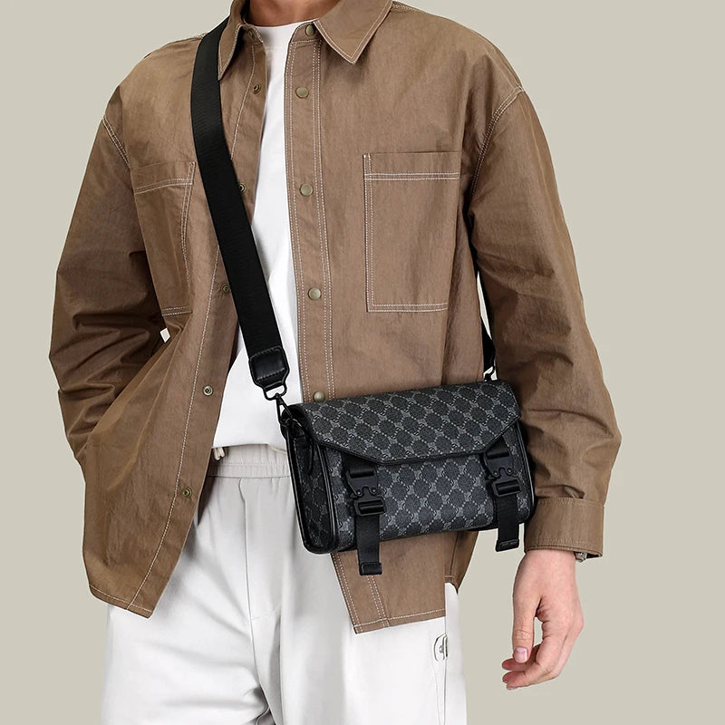 2026 New Design Shoulder Bag Men Crossbody Bag Fashion Business PU Leather Shoulder Bag Male Mobile Phone Bag Purses Handbags