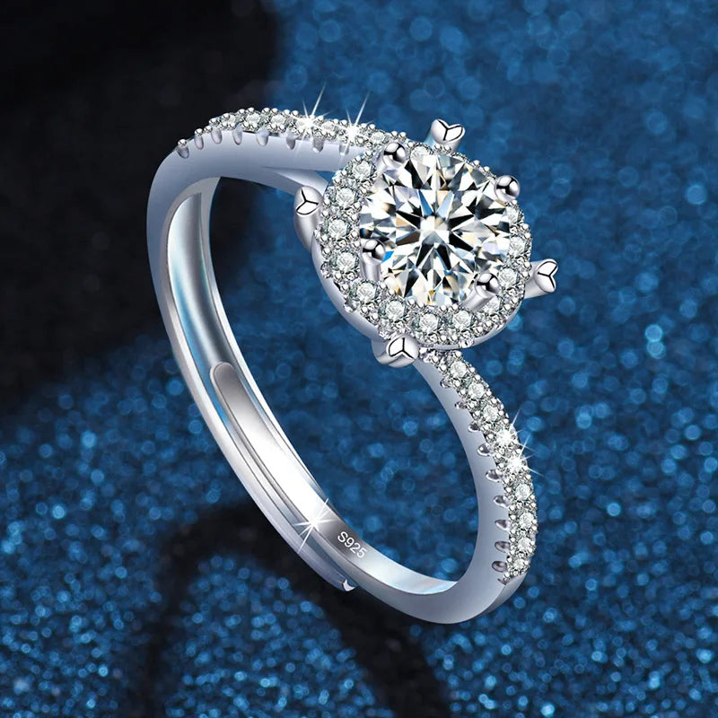 925 Sterling Silver Ring Adjustable for Women Luxury Shining Beautiful Ring Fashion Wedding Jewelry Party Women Zircon Ring