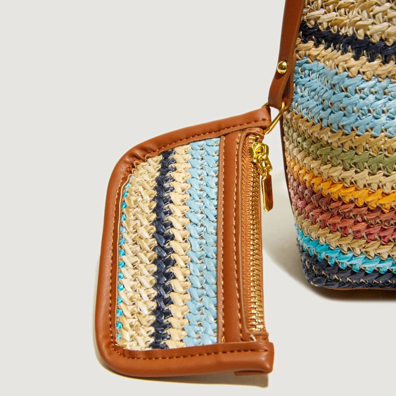2 Pcs/set Bucket Design Crossbody Bag 2025 Boho Beach Shoulder Purses and Handbags Summer Colorful Straw Bolsa Feminina New
