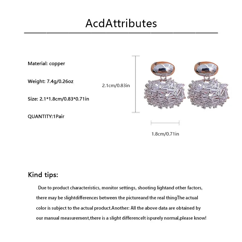 Exquisite Oval Hollowed Out Zircon Genuine Gold Electroplating Light Luxury High-end Temperament Geometric Earrings