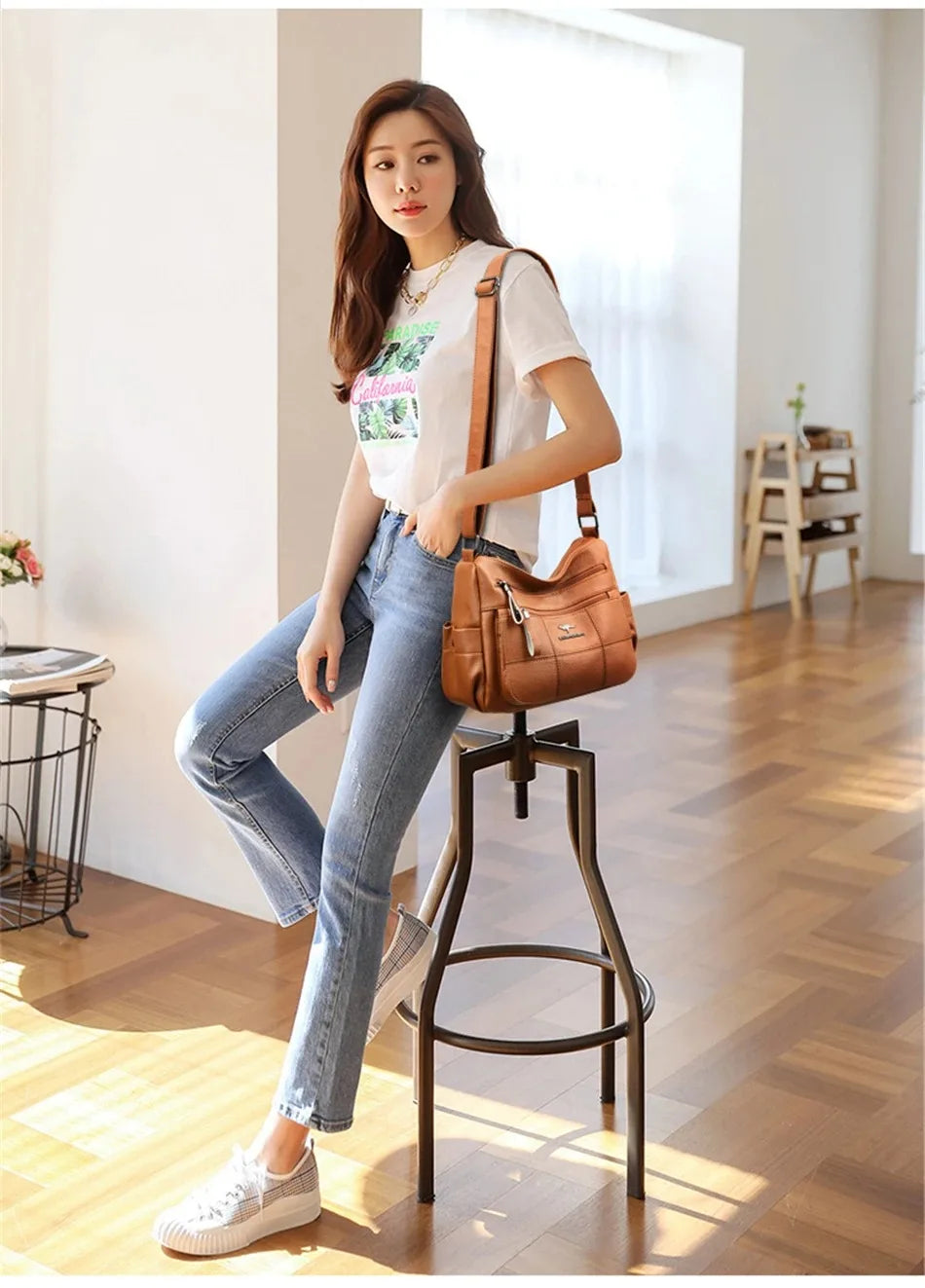 High Quality Soft Leather Luxury Purses and Handbags Women's Bag Designer Multi-pocket Crossbody Shoulder Bag for Women 2024 Sac