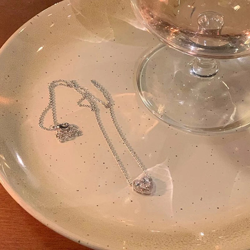 1PC New Elegent Silver Color Crystal Star Moon Necklace Charm Pendant Choker Necklace For Girl Women Statement Wedding Jewelries