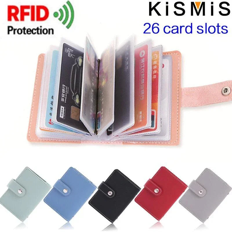 Slim Minimalist PU Leather Card Holder - 26 Card Slots Organizer Wallet, Compact and Stylish Accessory for Men and Women