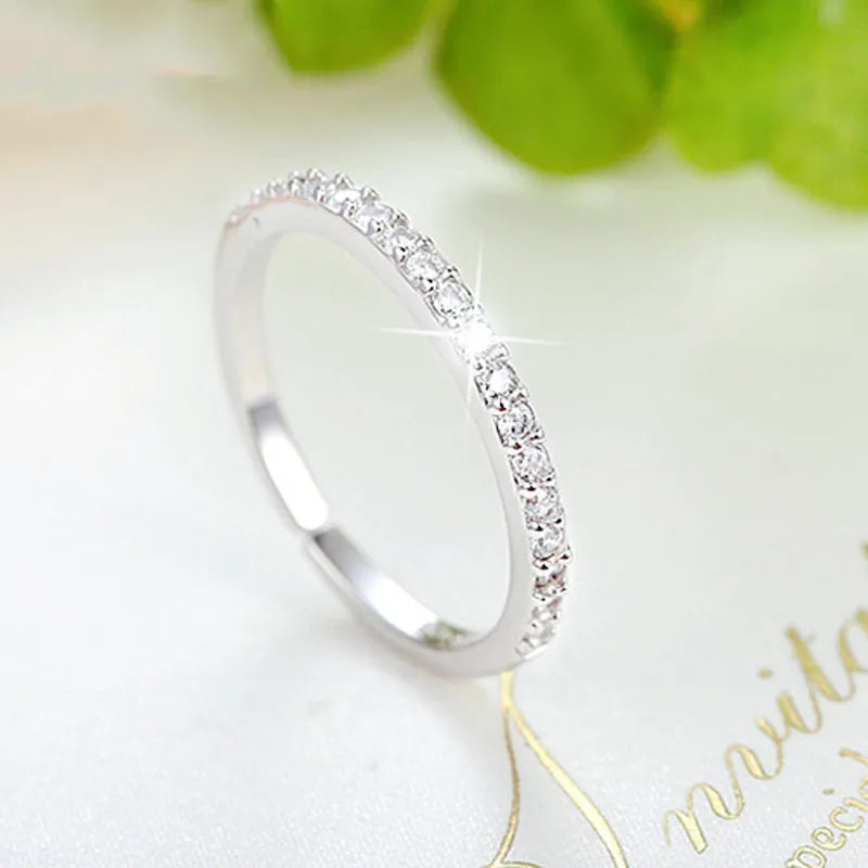 925 Sterling Silver Adjustable Rings For Women Row Zircon Luxury Fine Jewelry Aesthetic Vintage Wedding Jewellery Argent 925