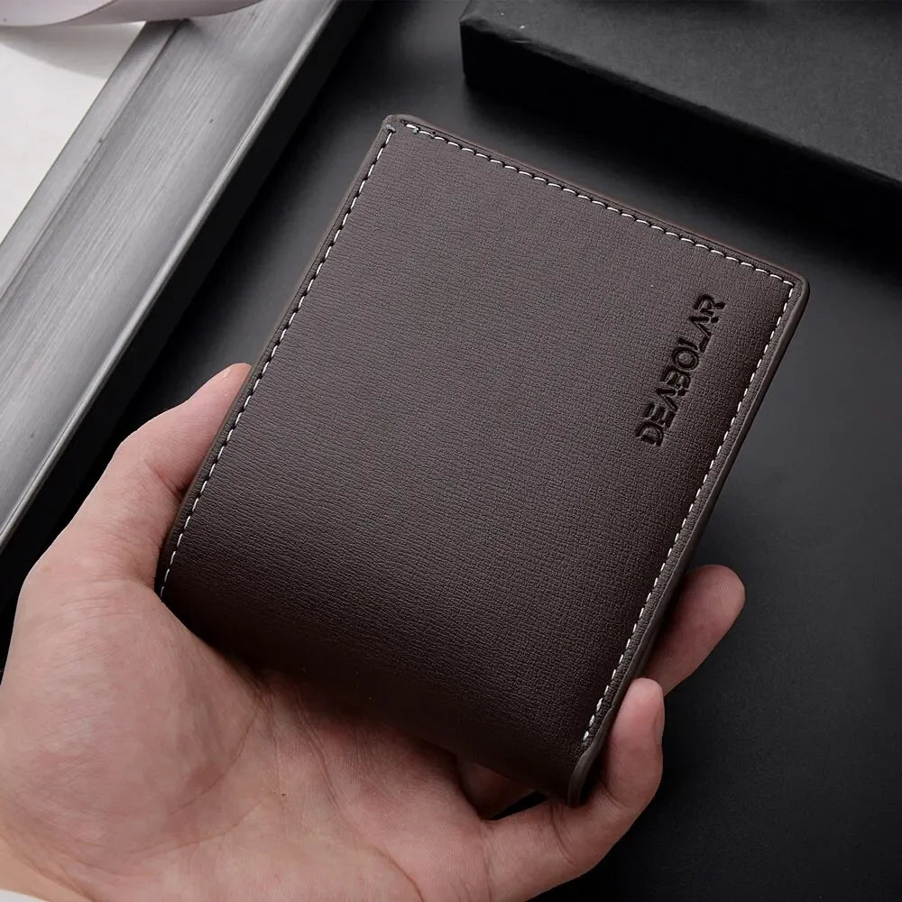 Minimalist Bifold Multi Male Card Holder High Quality PU Leather Men's Short Wallet With ID Window Folding Young Credit Purse