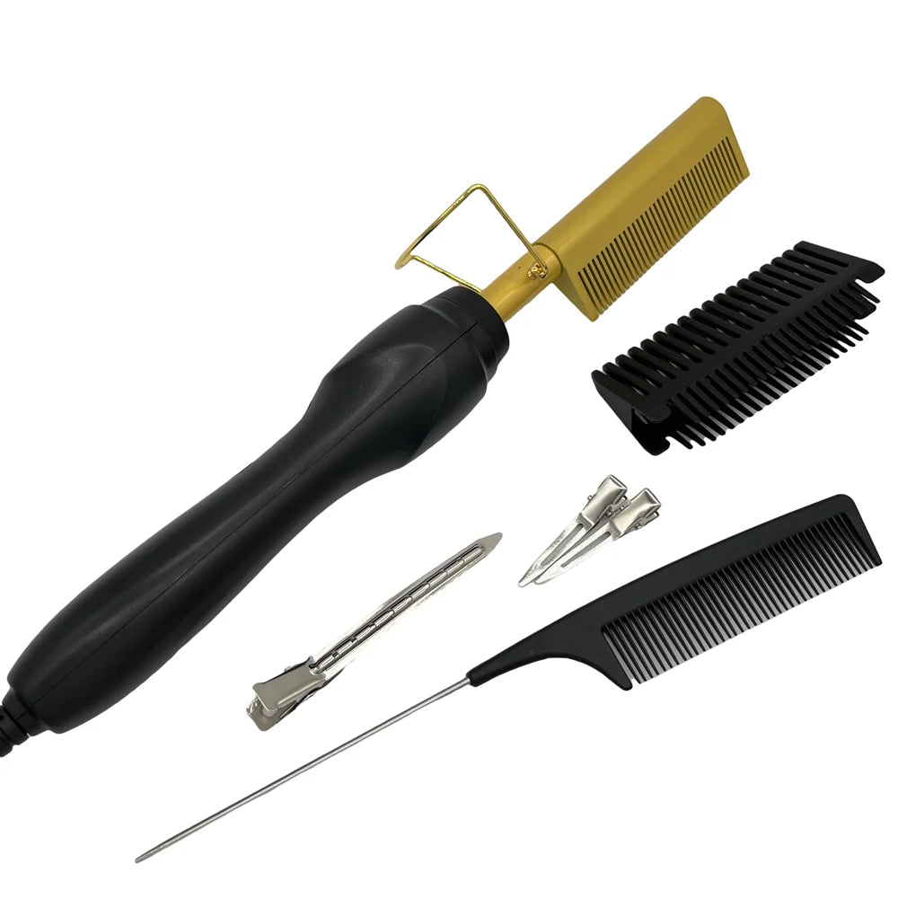1 set of Hot Comb Hair Straightener Brush Hot Comb Pressing Electric Heat electric hair brushes Styling Tools