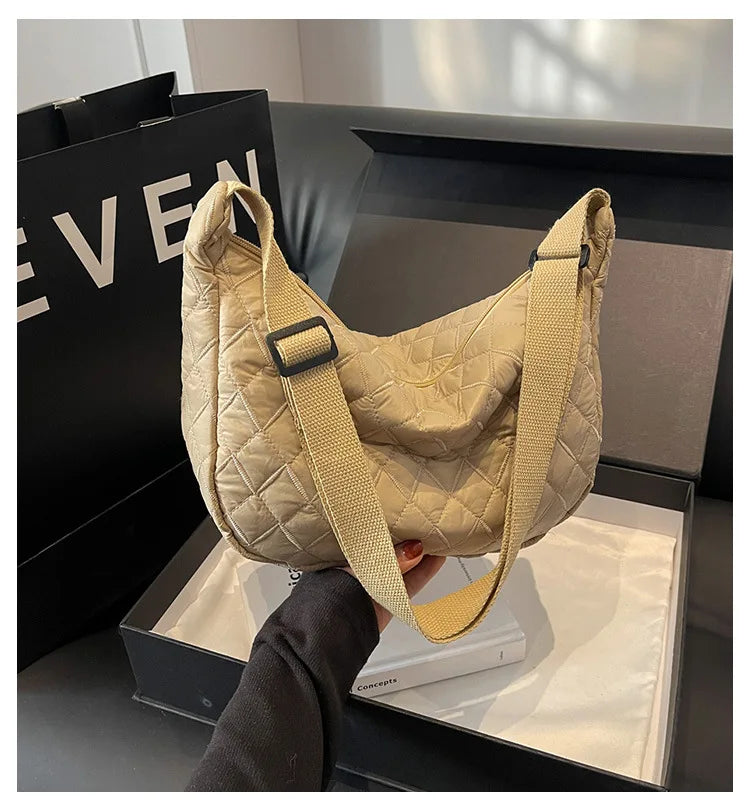2025 Spring Grid Dumpling Bag Women Crossbody Shoulder Bag ins Design Casual Daily Use Purse