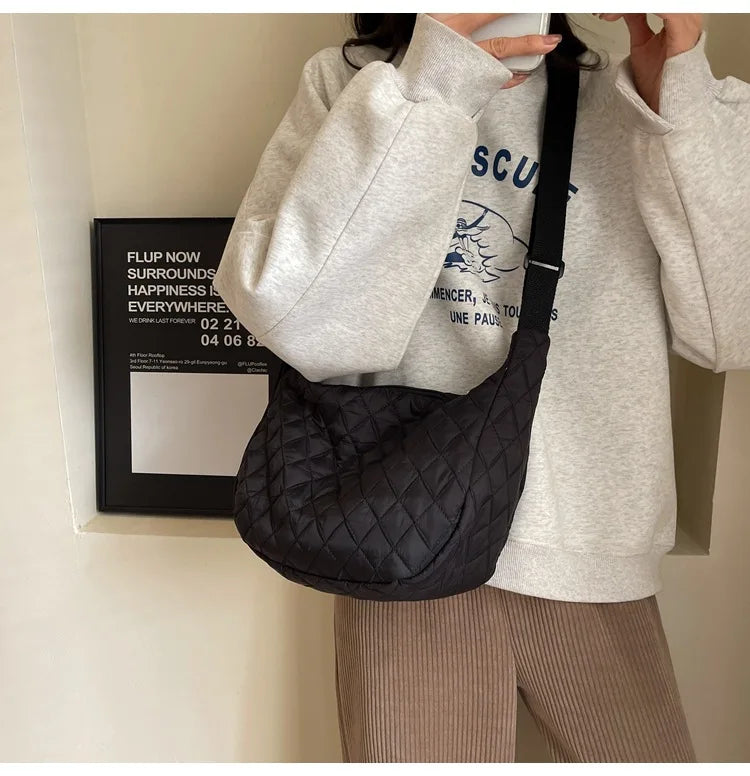 2025 Spring Grid Dumpling Bag Women Crossbody Shoulder Bag ins Design Casual Daily Use Purse