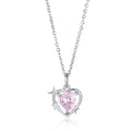 New Fashion Trendy Crystal Pink Zircon Heart Pendant Necklace For Women Girl Elegant and Sweet Punk Party Jewelry