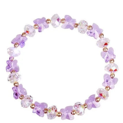 Child Butterfly Charm Transparent Bracelet  Elastic Rope Irregular Beaded Bracelets Shiny Mulit-cut Chain Hand Accessories Gifts