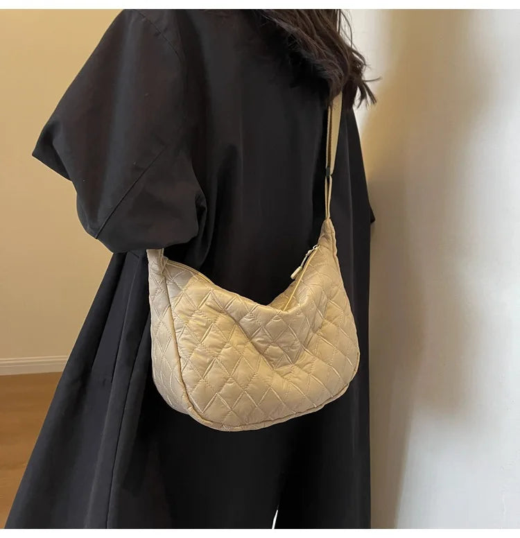 2025 Spring Grid Dumpling Bag Women Crossbody Shoulder Bag ins Design Casual Daily Use Purse