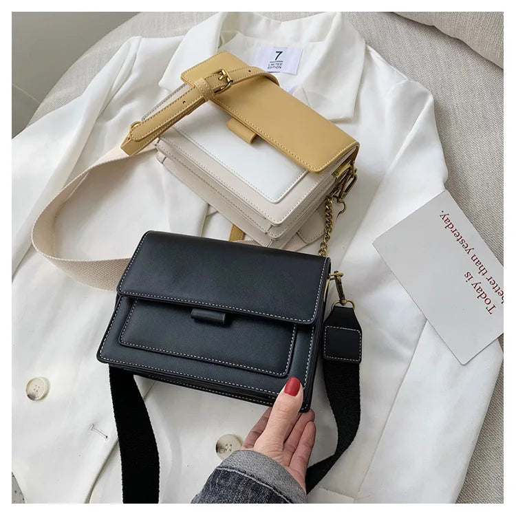 Stylish Contrast-Colour PU Crossbody Bag Versatile Shoulder Bag with Square Shape Dual Strap Design Commuting & Everyday Use