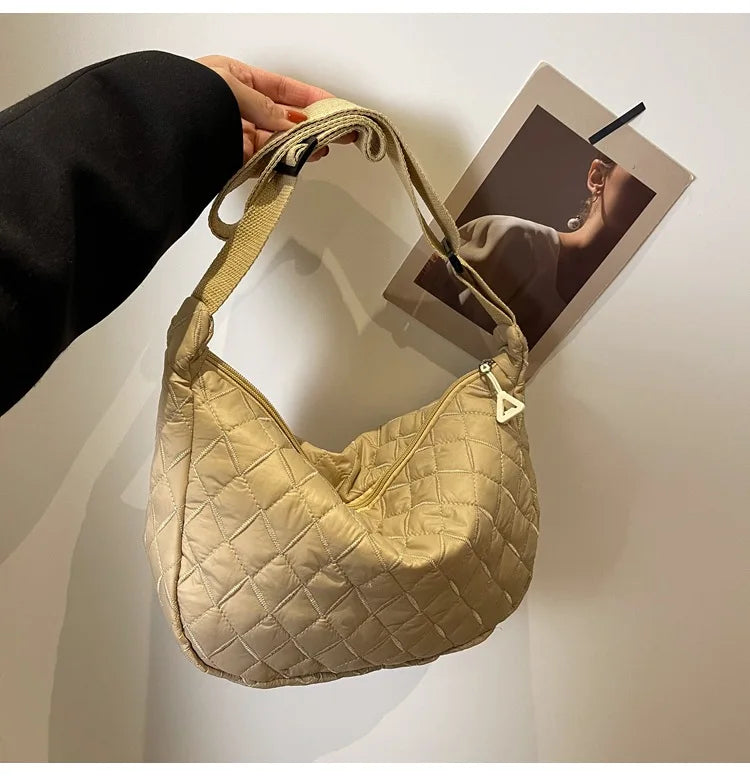 2025 Spring Grid Dumpling Bag Women Crossbody Shoulder Bag ins Design Casual Daily Use Purse