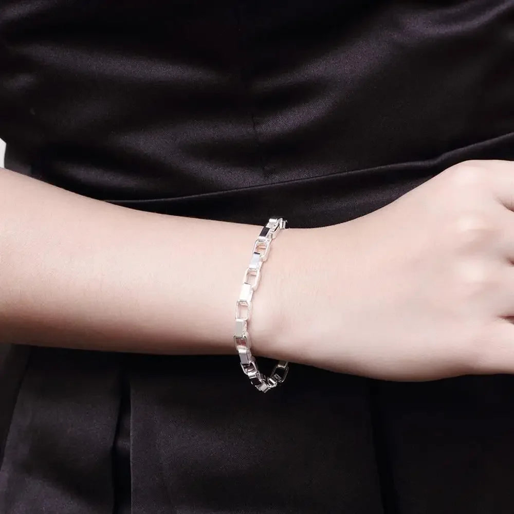 925 sterling Silver classic 5MM long box Chain Bracelets necklace Jewelry set for men Fashion Party wedding accessories Gifts
