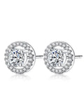 925 Sterling Silver White Simple Shiny Round Zircon Studs Earring For Women Engagement Wedding High Quality Fine Jewelry Gifts