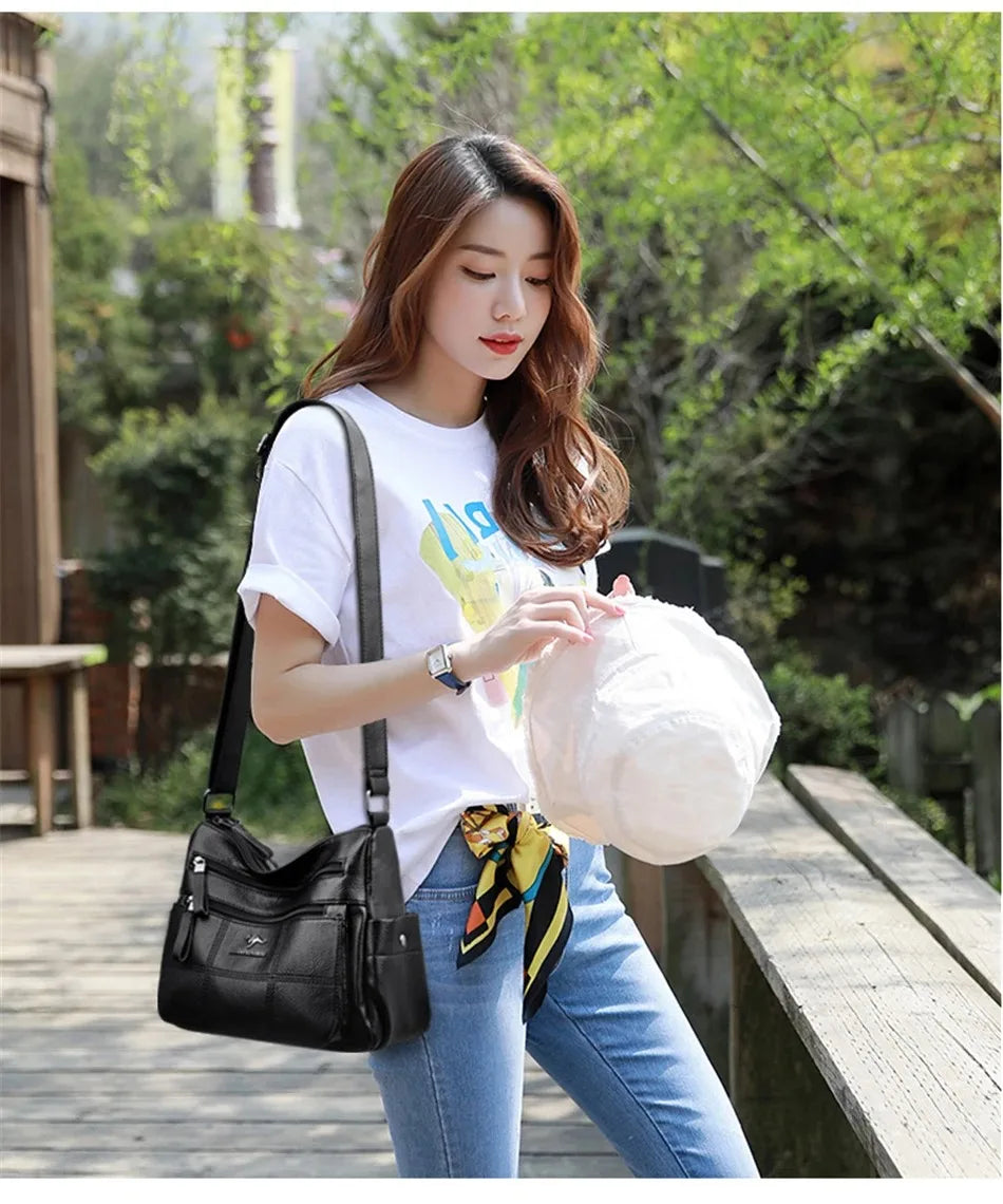 High Quality Soft Leather Luxury Purses and Handbags Women's Bag Designer Multi-pocket Crossbody Shoulder Bag for Women 2024 Sac