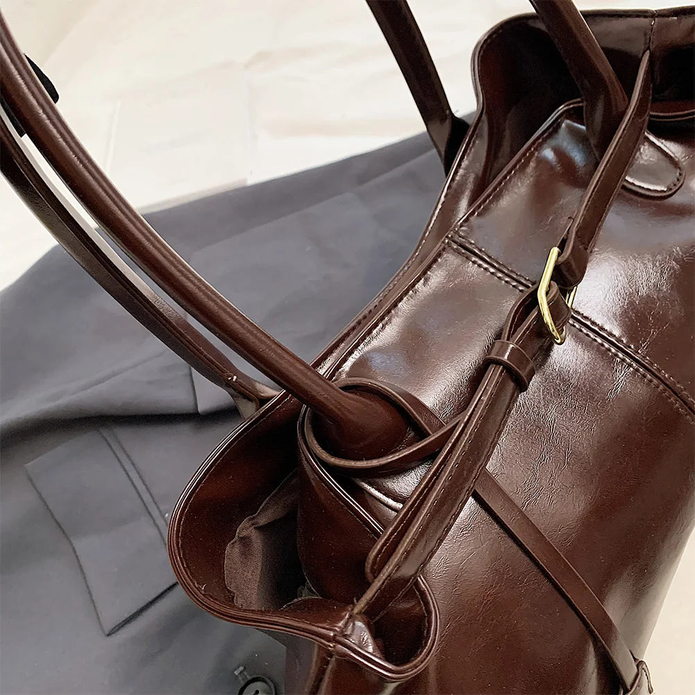 PU Leather Hobo Handbag Slouchy Shoulder Bag Fashion Work Bags Large Satchel Bag for Women Work Shopping Travel