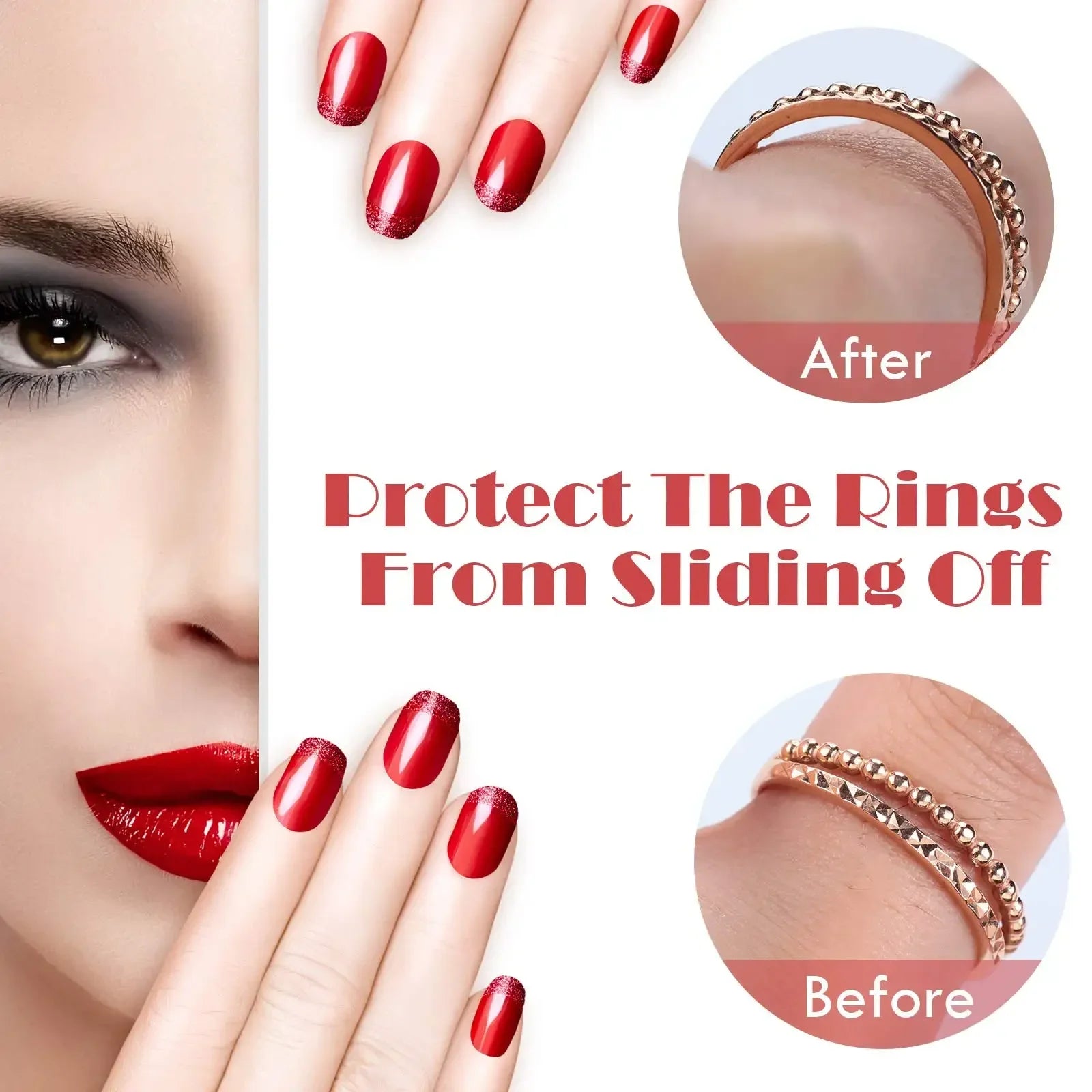8Pcs/Set Ring Size Adjuster Accessories Adjustable Invisible Rubber Pad Ring Size Adjuster for Loose Rings