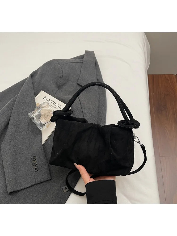 Suede Shoulder Bag Unique Niche Design Fashion Versatile Portable Messenger Bag