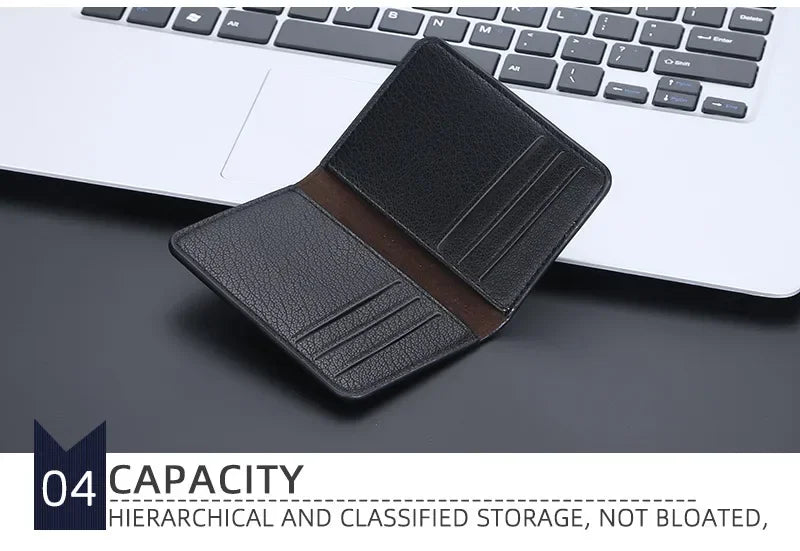 Men's Minimalist Leather Card Wallet Slim Thin Soft Purse Small Credit Card Holder Bank ID Mini Organizer for Men