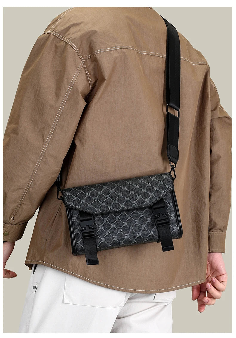2026 New Design Shoulder Bag Men Crossbody Bag Fashion Business PU Leather Shoulder Bag Male Mobile Phone Bag Purses Handbags