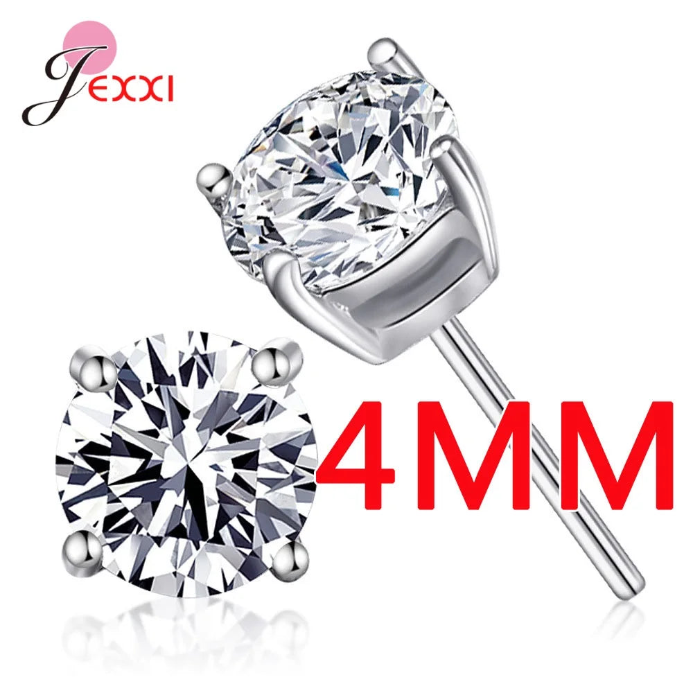 Beautiful Crystal Stud Earrings For lovely Women Female Pretty Gifts 100% 925 Sterling Silver Cubic Zirconia Hot Selling