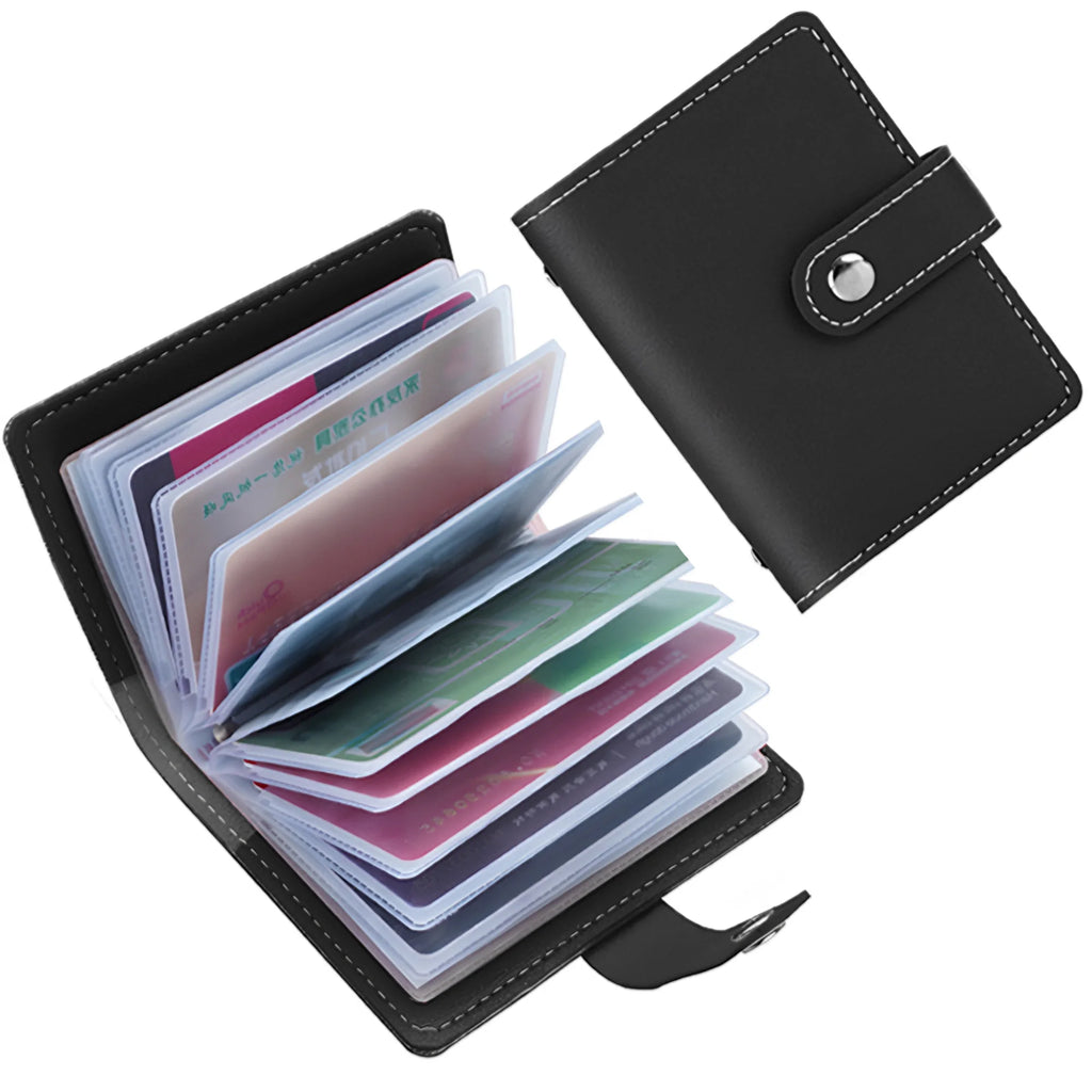 Slim Minimalist PU Leather Card Holder - 26 Card Slots Organizer Wallet, Compact and Stylish Accessory for Men and Women