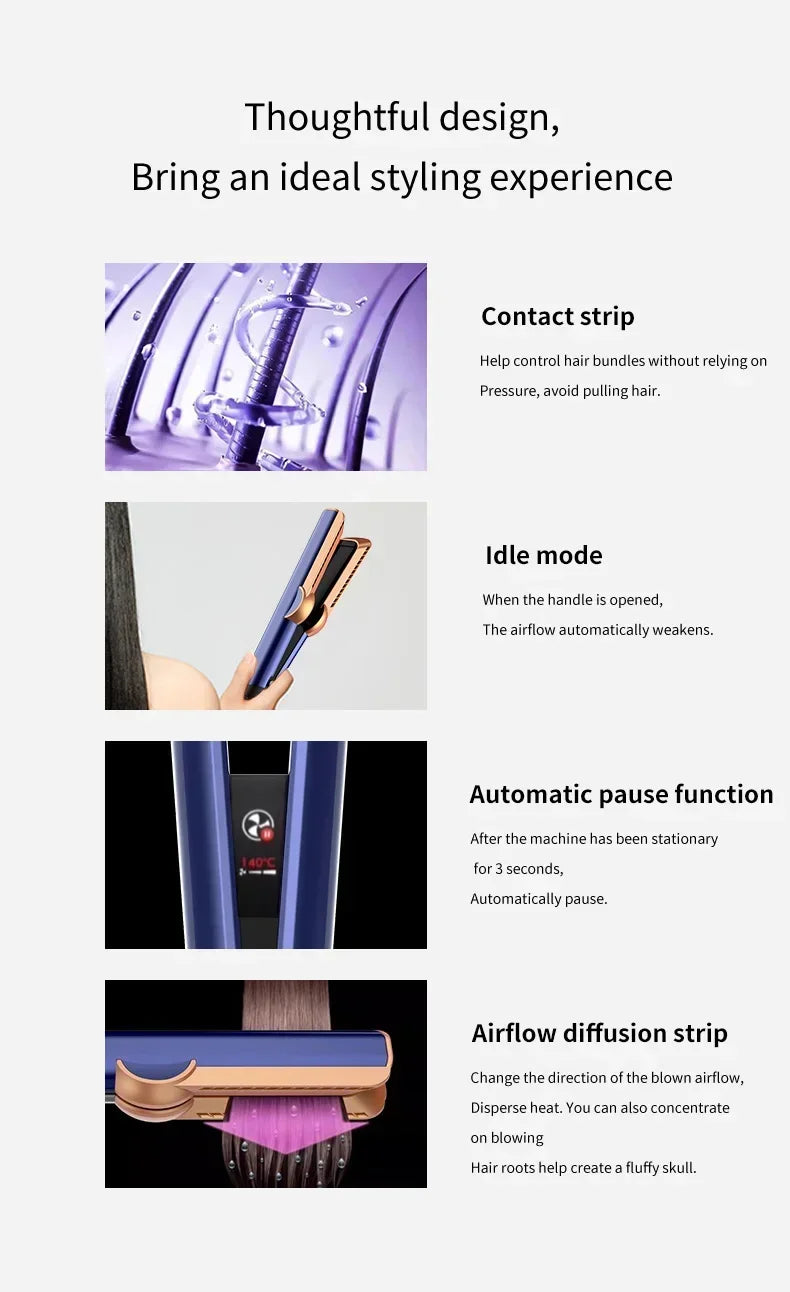 2 IN 1 Professional Hair Straightener & Hair Dryer Styling Tool Heat-Up Hair Flat Iron Negative Ion Iron Long-Lasting airstrait