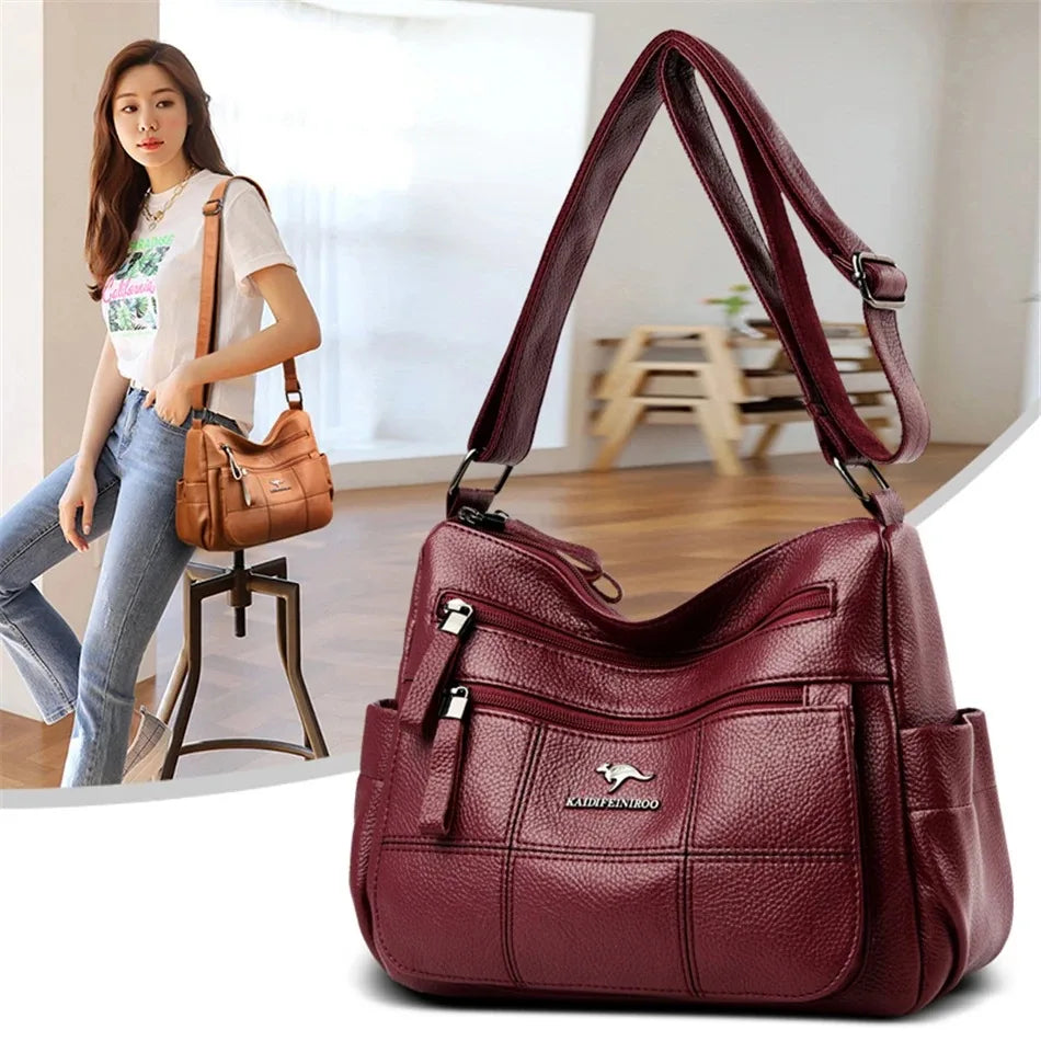 High Quality Soft Leather Luxury Purses and Handbags Women's Bag Designer Multi-pocket Crossbody Shoulder Bag for Women 2024 Sac