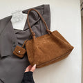 LEFTSIDE Luxury Faux Suede Tote Bag 2025 Winter Auturm Casual New Shoulder Bag Young Women's Underarm Bag Handbags and Purses