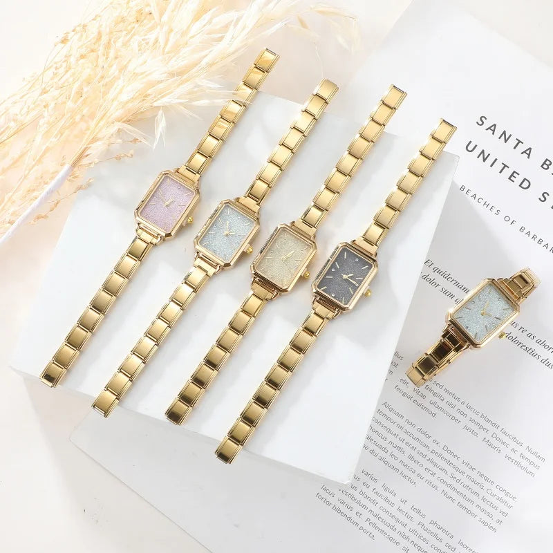 Design Minimalist Women Men Squarel Watch Stainless Steel 9mm Strap Fashion Party Birthday Daily Perfect Gift