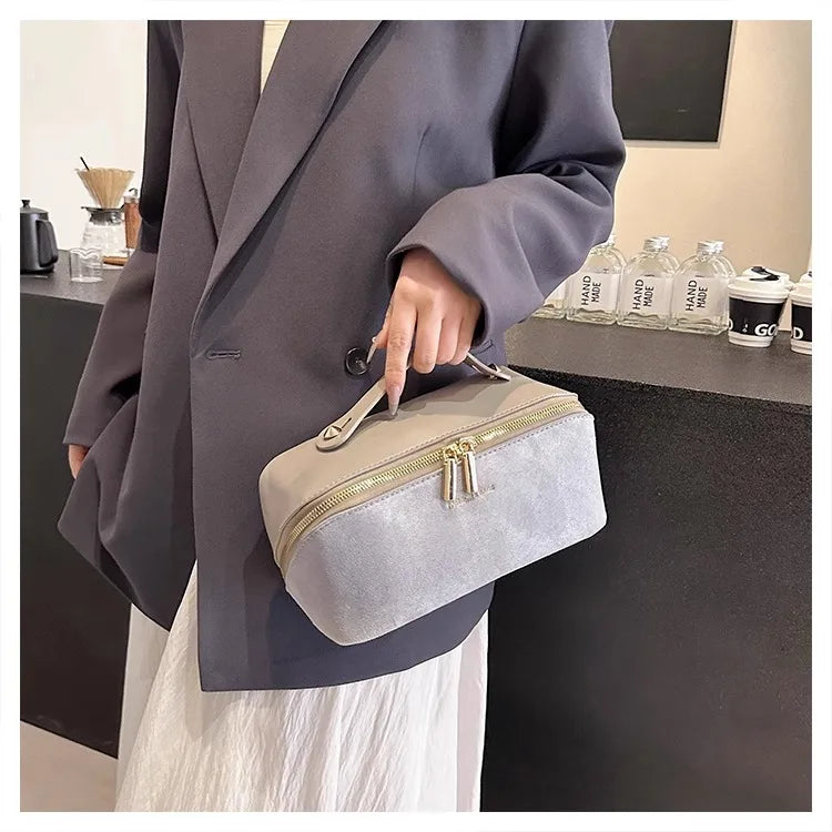 PU Suede Makeup Bag 2026 New Handheld Storage Bag Travel Makeup Bag