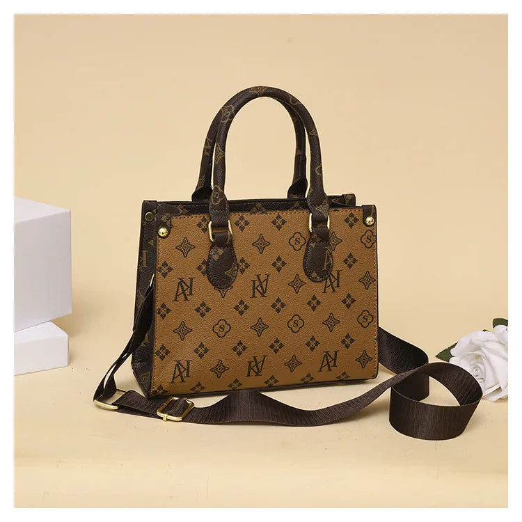 Elegant Ladies Handbag Retro Printed Crossbody Bag for Women Luxury Designer Leather Material Messenger Handbag for Travel