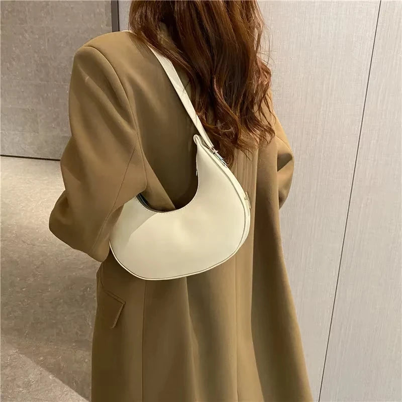 Fashion Luxury Design PU Leather Hobo Shoulder Bag Women Small Clutch Handbag Purse Female Underarm Bag Travel Totes