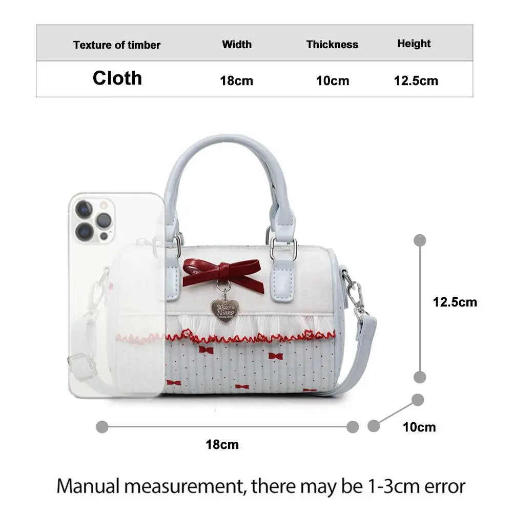Sweet Style Square Crossbody Bag Waterproof Zipper Bow Design Small Bowling Bag for Party Daily Use Cute Shoulder Purse
