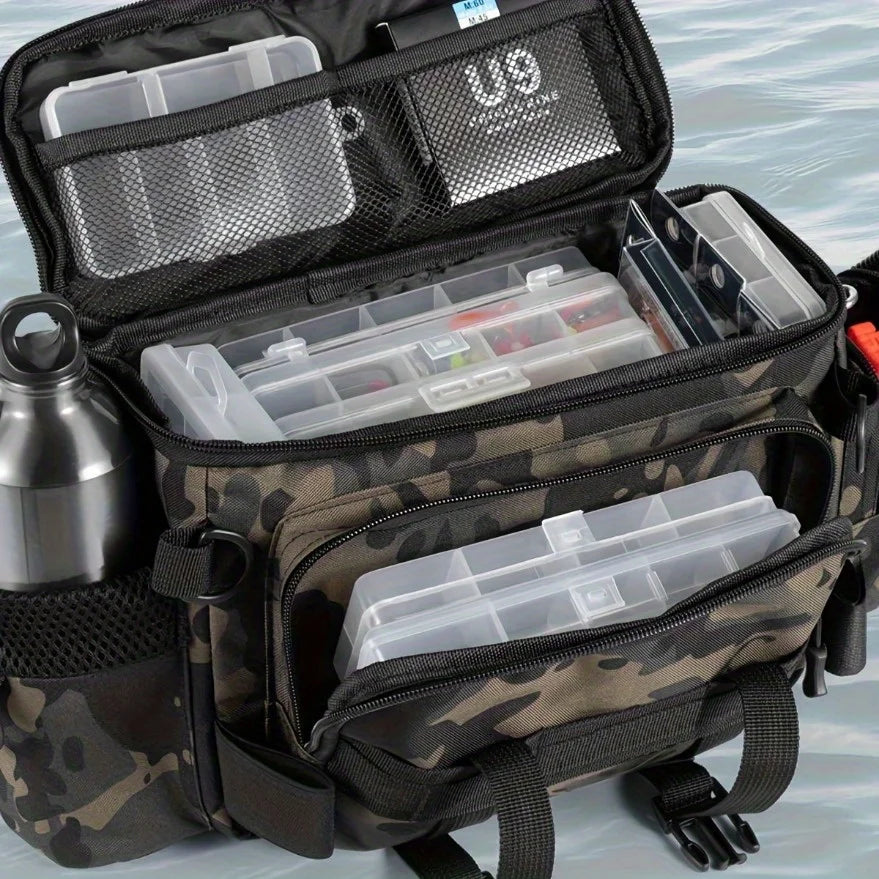 A practical fishing gear bag - canvas waist bag crossbody shoulder bag, universal travel sports bag